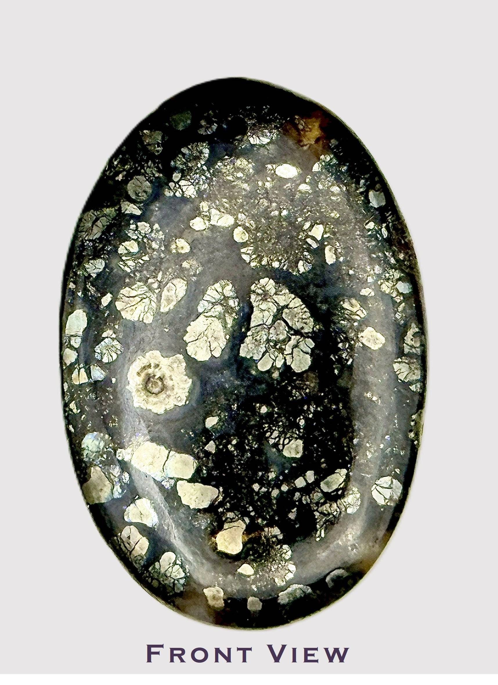 Marcasite oval cabochon 44ct with metallic flecks