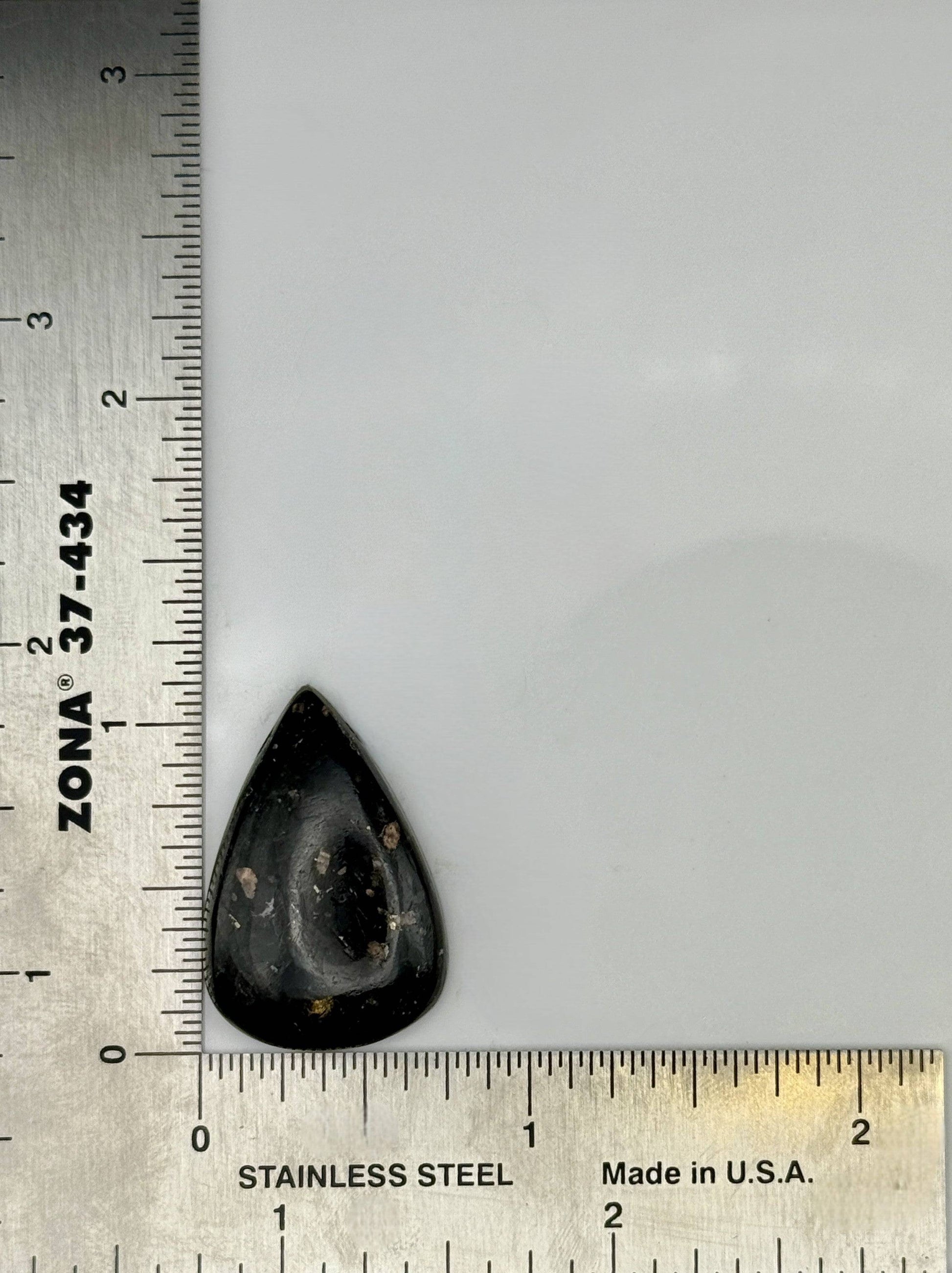 Glossy Nuummite cabochon for jewelry making or collecting