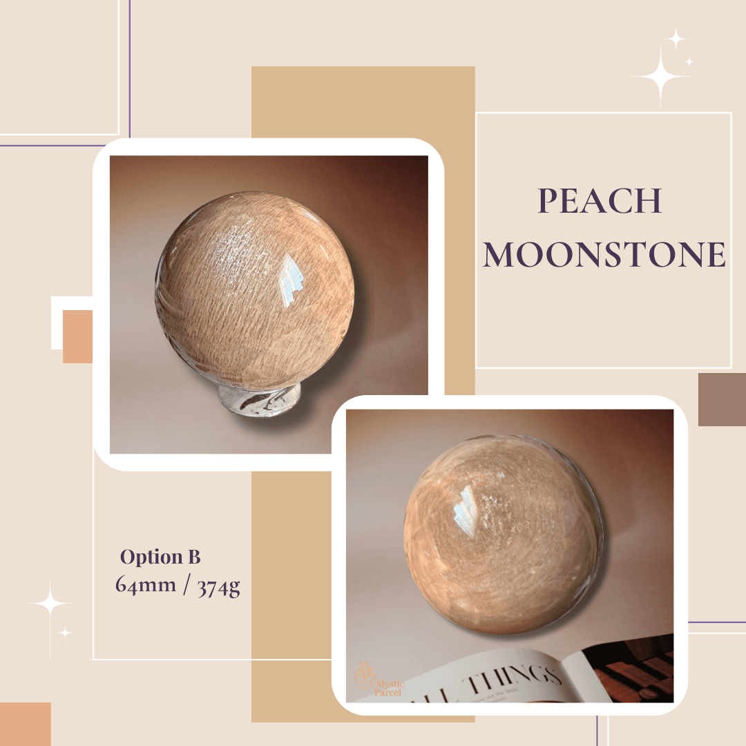 Flashy Peach Moonstone Sphere 64mm / 374g