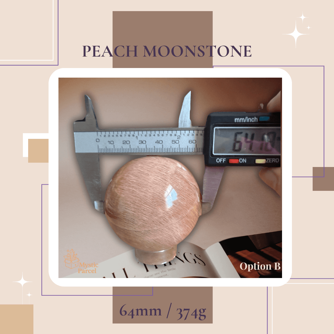 Peach Moonstone Crystal with digital scale 64mm / 374g