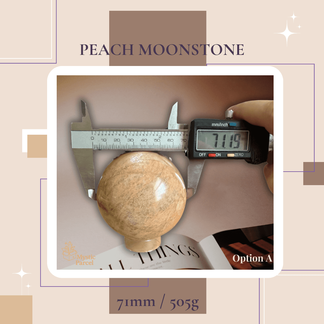 Peaceful Peach Moonstone Sphere with scale 71mm / 505g