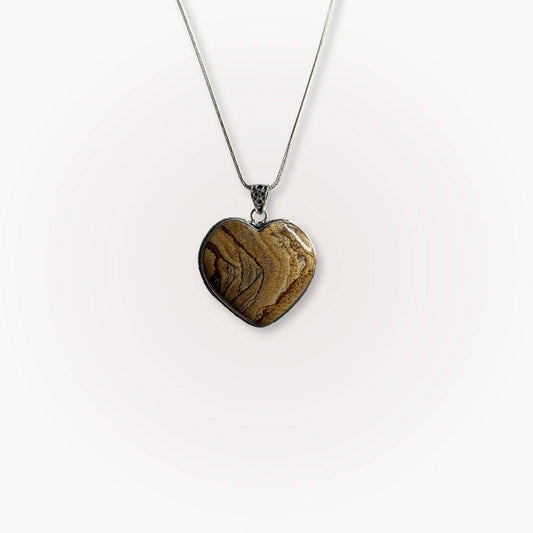 Picture Jasper Heart Pendant on chain