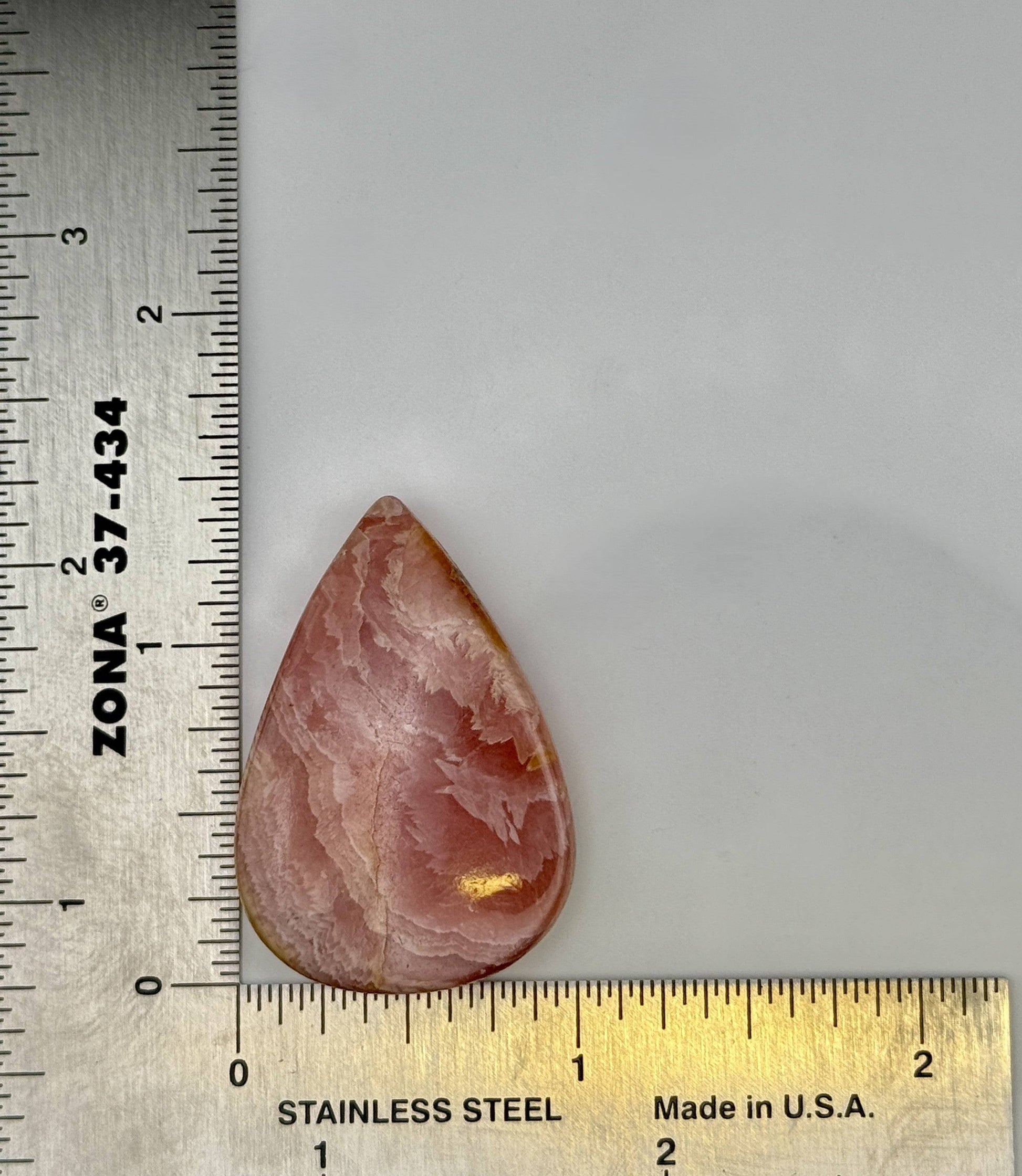 Rhodochrosite cabochon with natural banding, 22mm x 10mm stone for jewelry making