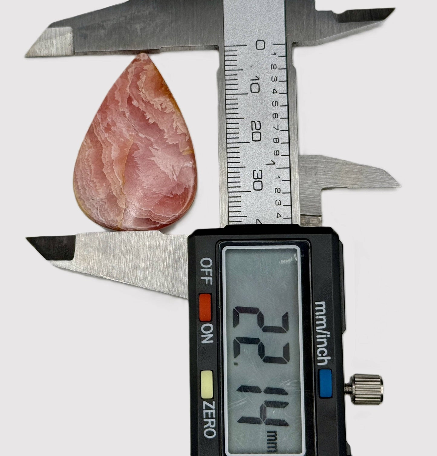 Rhodochrosite cabochon with natural banding, 22mm stone for silversmithing