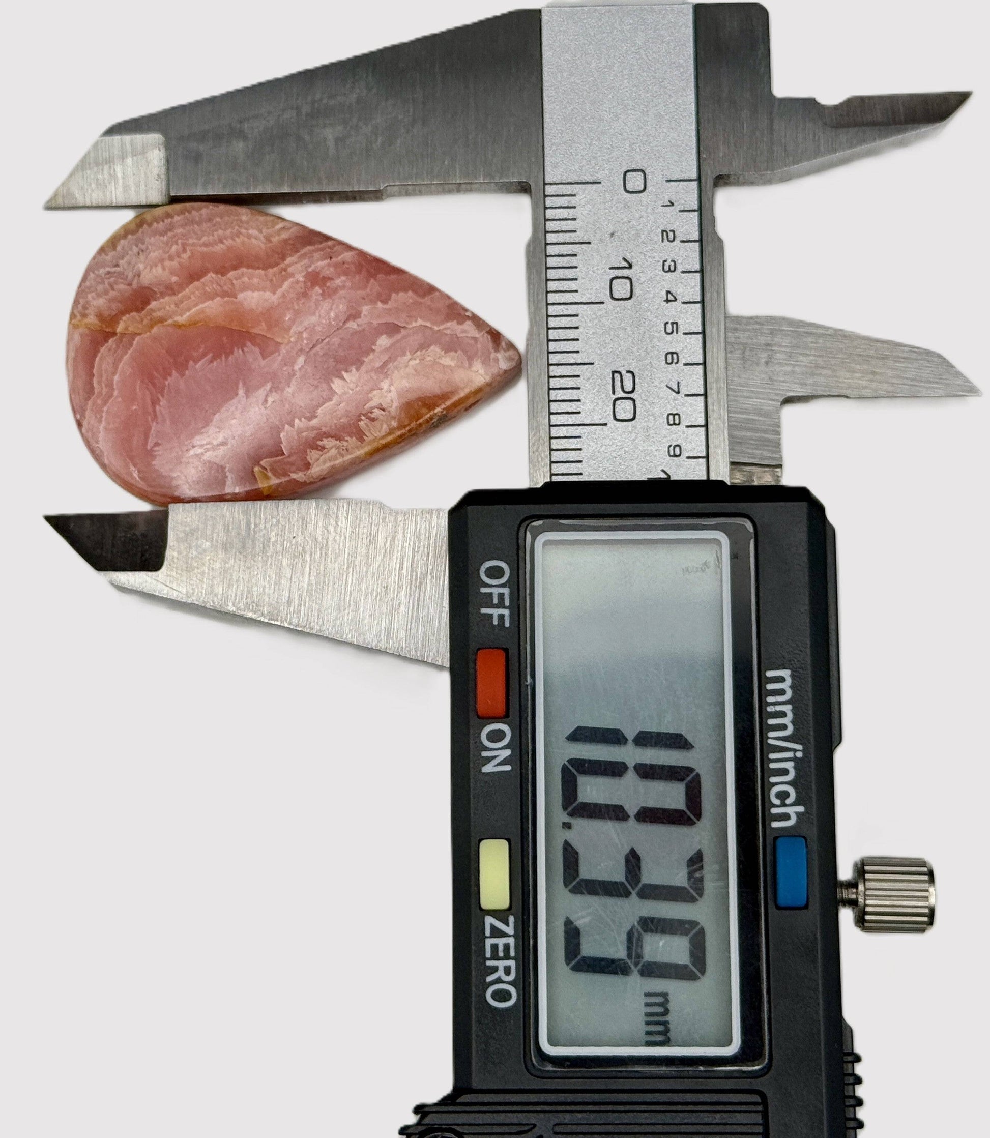 Rhodochrosite cabochon with natural banding, 10mm wide stone for wire wrapping jewelry making