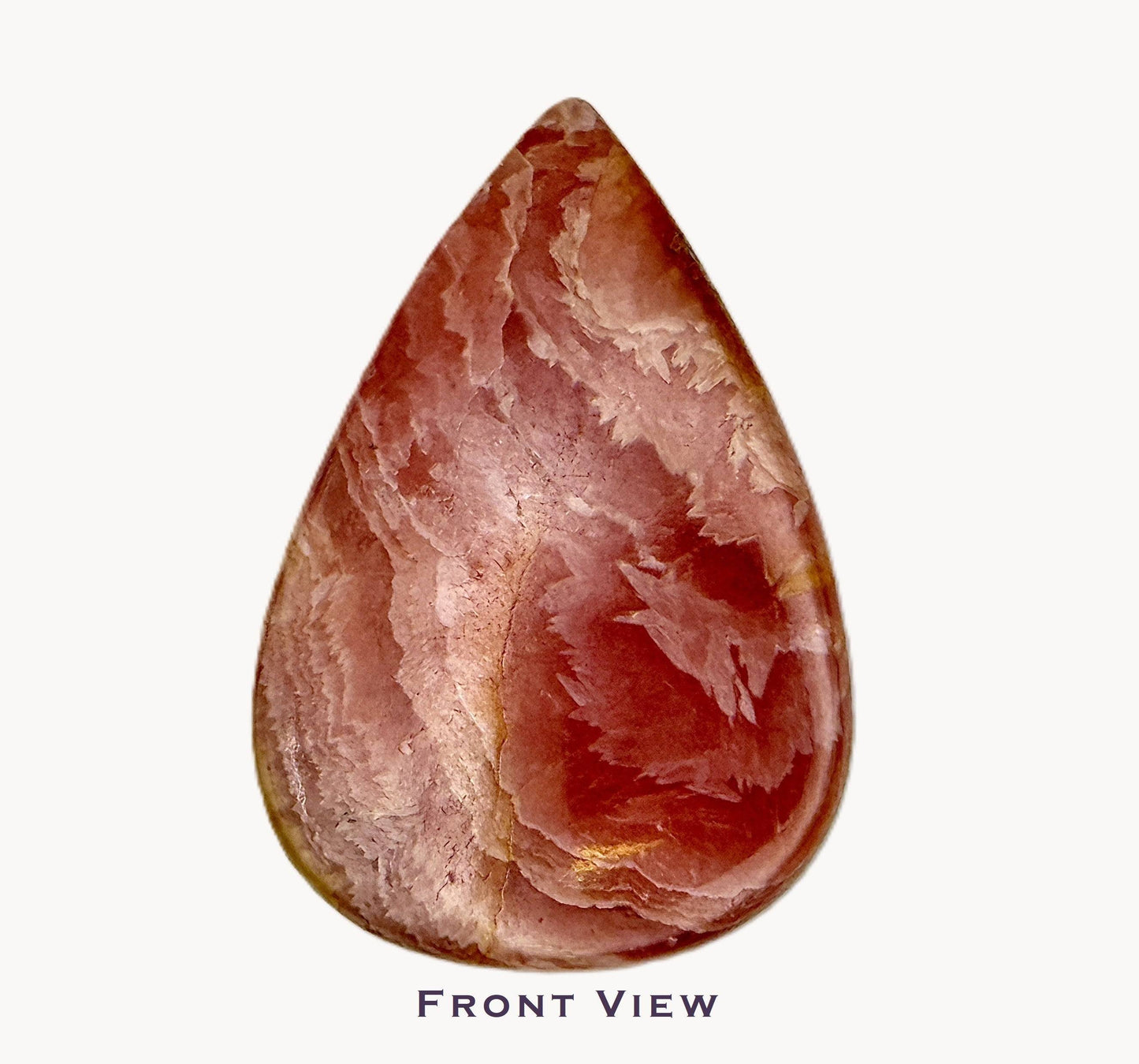 Gemmy pink Rhodochrosite crystal cabochon, hand-polished collectible stone