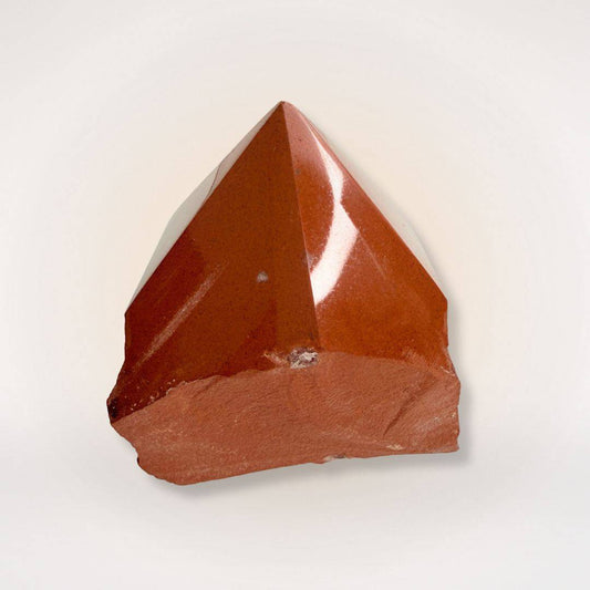 Red Jasper Top Polish Natural Sided Point tower with polished peak and raw base, ideal for grounding and stability in gemstone collections.