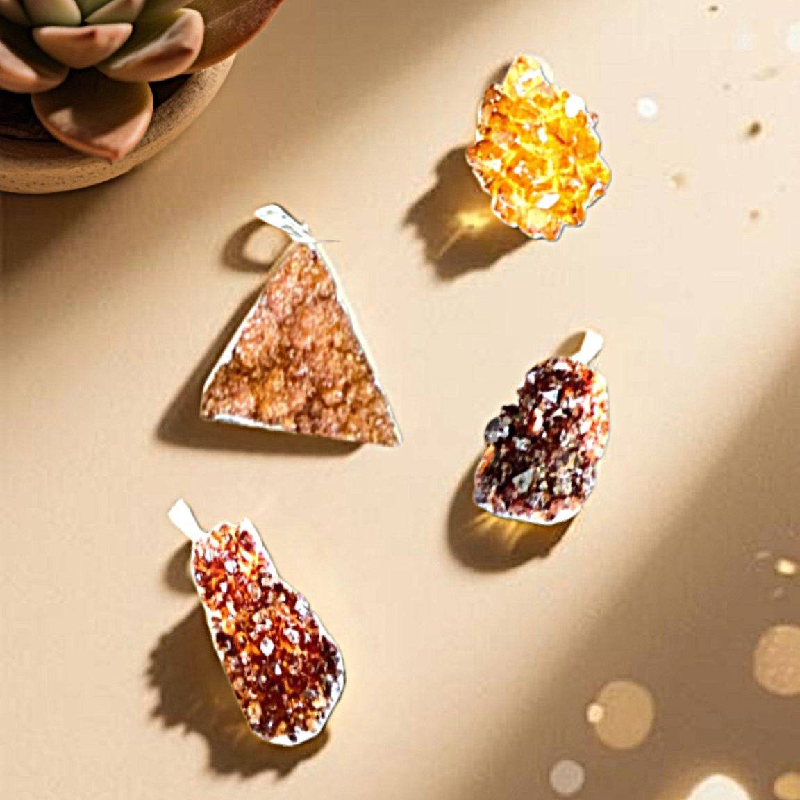 Brazil Citrine Druzy Cluster Pendant selection