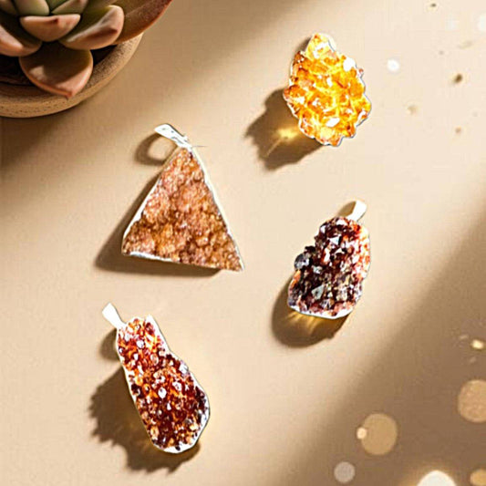 Brazil Citrine Druzy Cluster Pendant selection