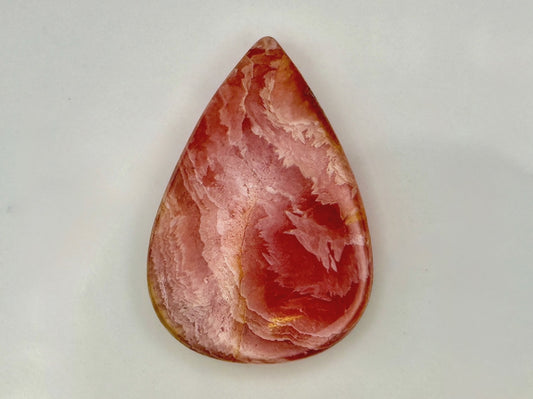 Tear drop shaped Rhodochrosite cabochon, 70ct polished pink gemstone from India