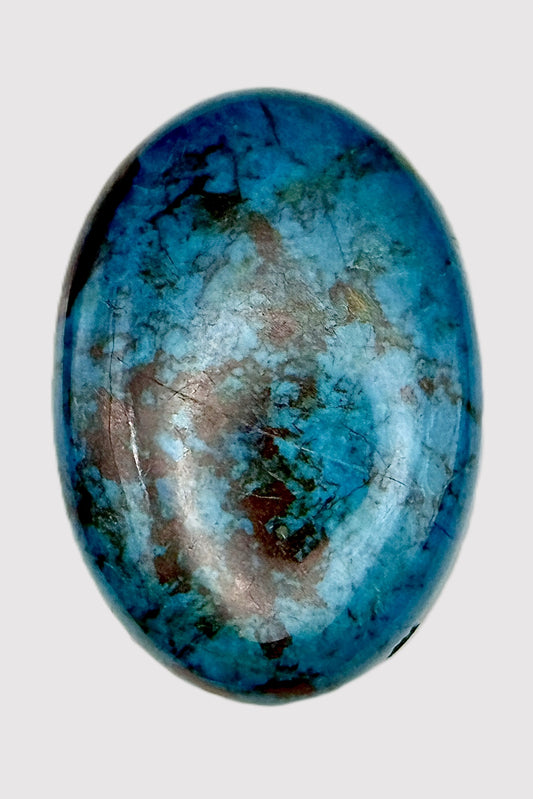 Chrysocolla Cabochon 63ct - Chile Gemstone | AAA Grade with vibrant teal-blue hues and natural brown matrix, ideal for custom jewelry settings.