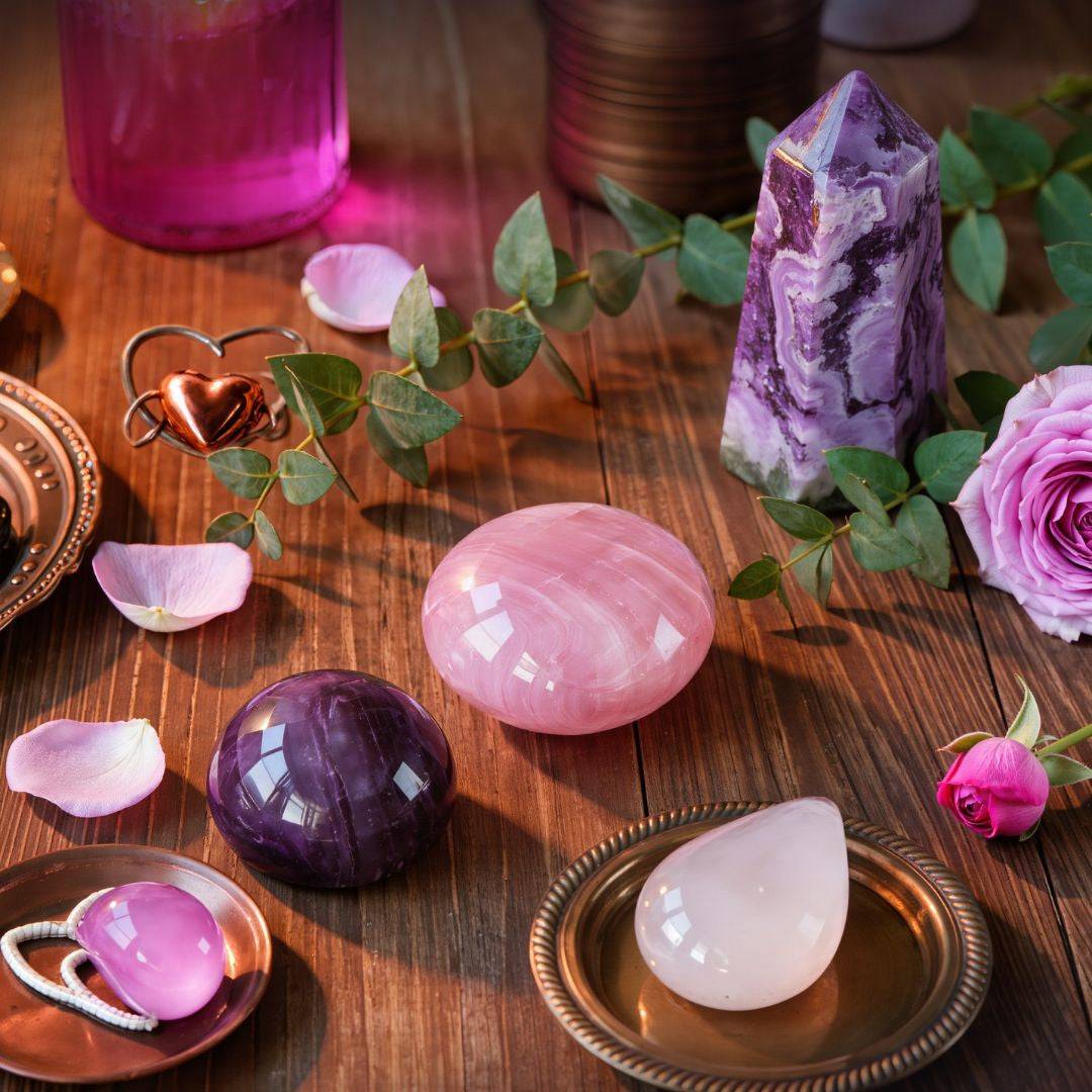 Crystals associated with heart renewal, emotional healing, and self-care..