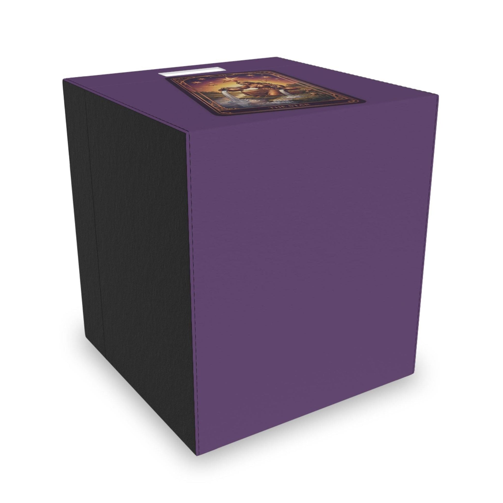 Side view of The Star Tarot felt storage box in deep purple, showcasing durable construction for stylish occult or nursery storage.