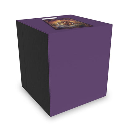 Side view of The Star Tarot felt storage box in deep purple, showcasing durable construction for stylish occult or nursery storage.