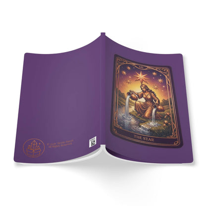 Front and back view of The Star Tarot Softcover Journal showing full wraparound design with mystical tarot art, great for personal reflection.