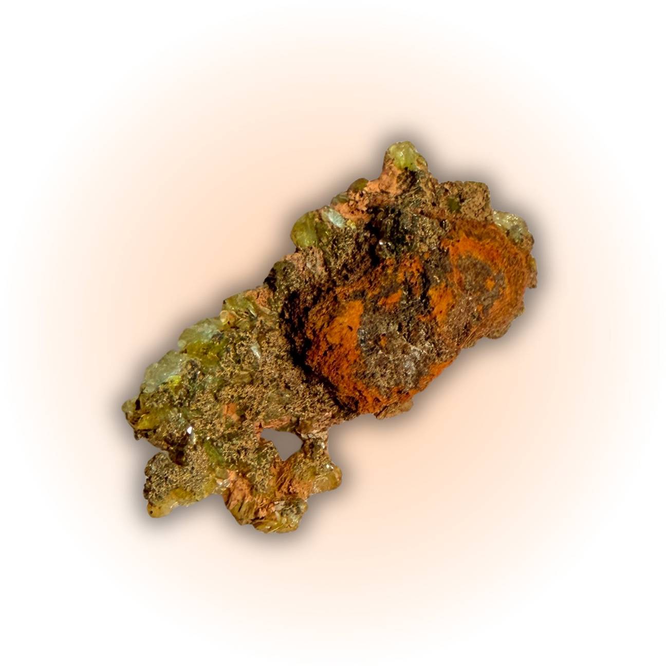 Cuprian Adamite Crystal Specimen from Ojuela Mine Mexico | 16g with lime-green druse and earthy matrix, ideal for mineral collectors and display.