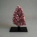 Alaçam Amethyst specimen | 199g emotional balance, spiritual awareness displayed upright on a black stand, showcasing its pointed crystal formation.