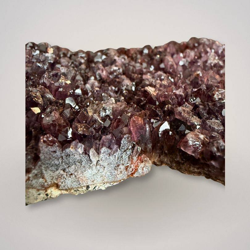 Close-up of Alaçam Amethyst Collector Specimen — Deep Purple Cluster (227g) highlighting vibrant crystal formations and natural sparkle.