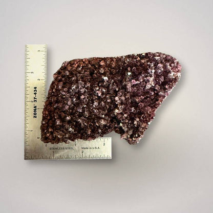 Alaçam Amethyst Collector Specimen — Deep Purple Cluster (227g) measured with ruler for size reference, ideal for gemstone and mineral collectors.