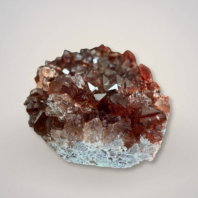 Side angle of Alaçam Amethyst Druzy Specimen — Compact Display Cluster (68g) Turkey showcasing crystal depth and druzy sparkle.