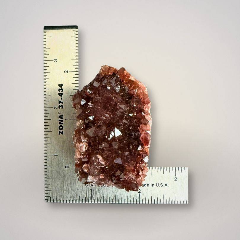 Alaçam Amethyst Druzy Specimen — Compact Display Cluster (68g) Turkey shown with ruler for scale, highlighting its collectible size.
