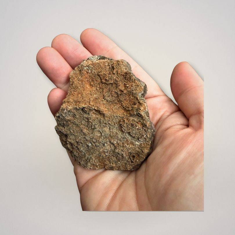 Back view of Alaçam Amethyst Druzy Specimen — Multi-Peak Crystal Formation (94g) showing natural rock matrix in hand for scale reference.