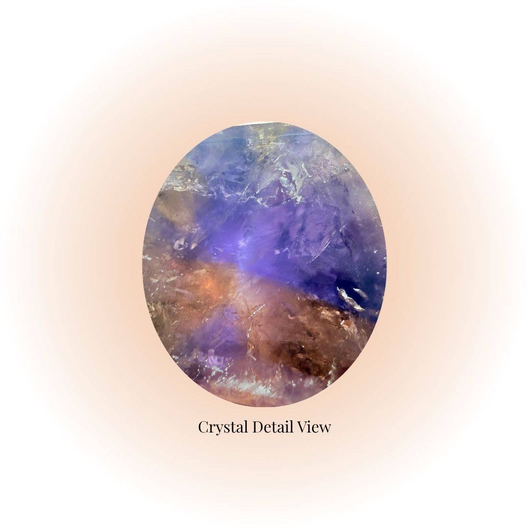 Crystal detail view of Natural Ametrine Amethyst Crystal Tower showing vibrant purple and golden hues. Ideal for gemstone collectors and energy healing.