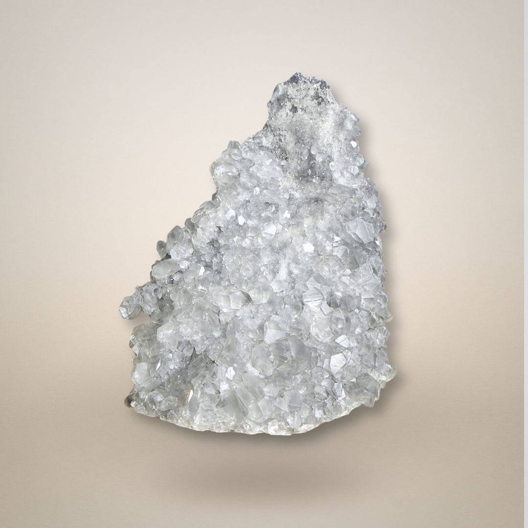 Premium A Grade Apophyllite Cluster side view Specimen with high clarity crystals, perfect for collectors and spiritual clarity practices.