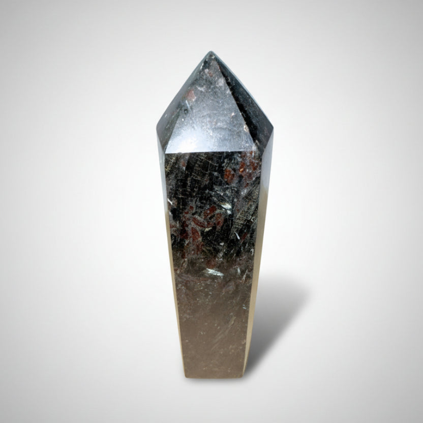 Arfvedsonite Generator 6inch for manifestation and clarity, hand-polished with natural reflective inclusions. Ideal gemstone for energy work and spiritual focus.