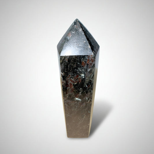 Arfvedsonite Generator 6inch for manifestation and clarity, hand-polished with natural reflective inclusions. Ideal gemstone for energy work and spiritual focus.