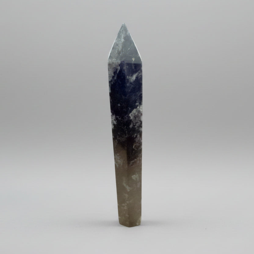Arfvedsonite Generator 7inch for manifestation and clarity, hand-polished with a pointed tip to enhance energy flow and spiritual insight.