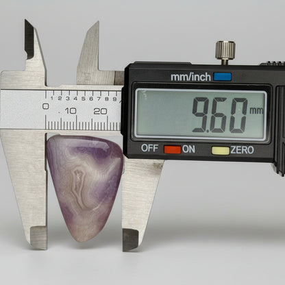 Purple Aztec Lace Agate Cabochon 32.5 Cts measured at 9.60mm with digital caliper. Ideal for jewelry crafting or spiritual use.