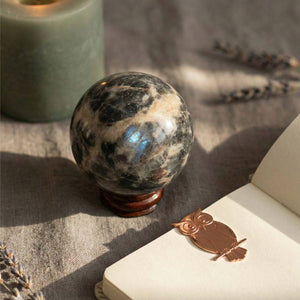 Black Moonstone Sphere — Silvery Sheen, Madagascar