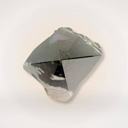 Top view of Bloodstone - Top Polish Natural Sided Point showing polished pyramid shape and natural textures, collectible gemstone tower.