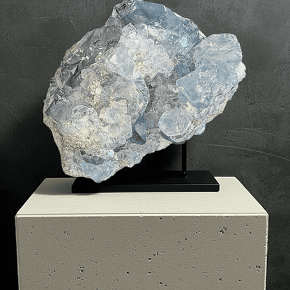 Dazzling Madagascar Celestine geode 2.5x3.5x2.25 inches, polished display crystal