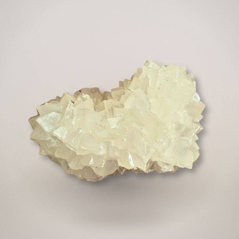 Large white calcite cluster with crystal formations, India