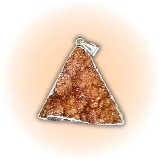 Triangular Citrine Druzy Pendant – Sacred Geometry Style