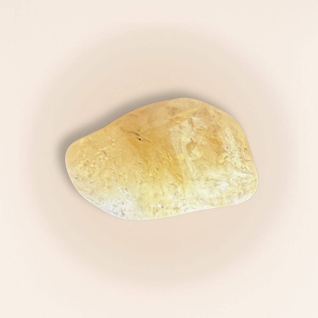 Single Citrine Tumbled Stone from Brazil with warm golden hues, ideal for crystal healing and attracting joy and abundance.