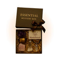 Essential Crystal Mystery Box with 5 premium intention crystals including rose quartz, amethyst, and clear quartz in a gift-ready package by MysticParcel.