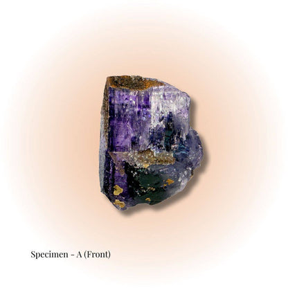 Brazilian Purple Fluorite crystal specimen A front view showcasing deep violet hues and natural geometric formations for clarity and focus.