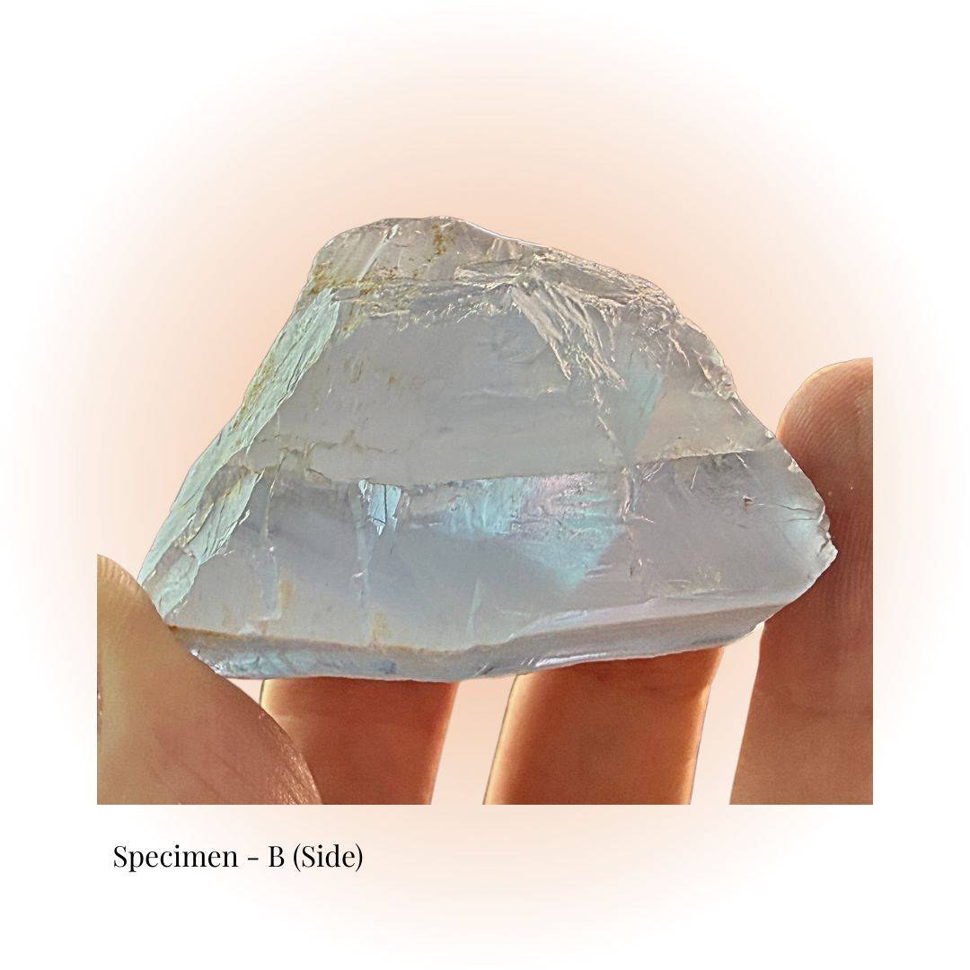 Brazilian Purple Fluorite crystal specimen B side view showing translucent layers and natural geometric structure for clarity and focus.