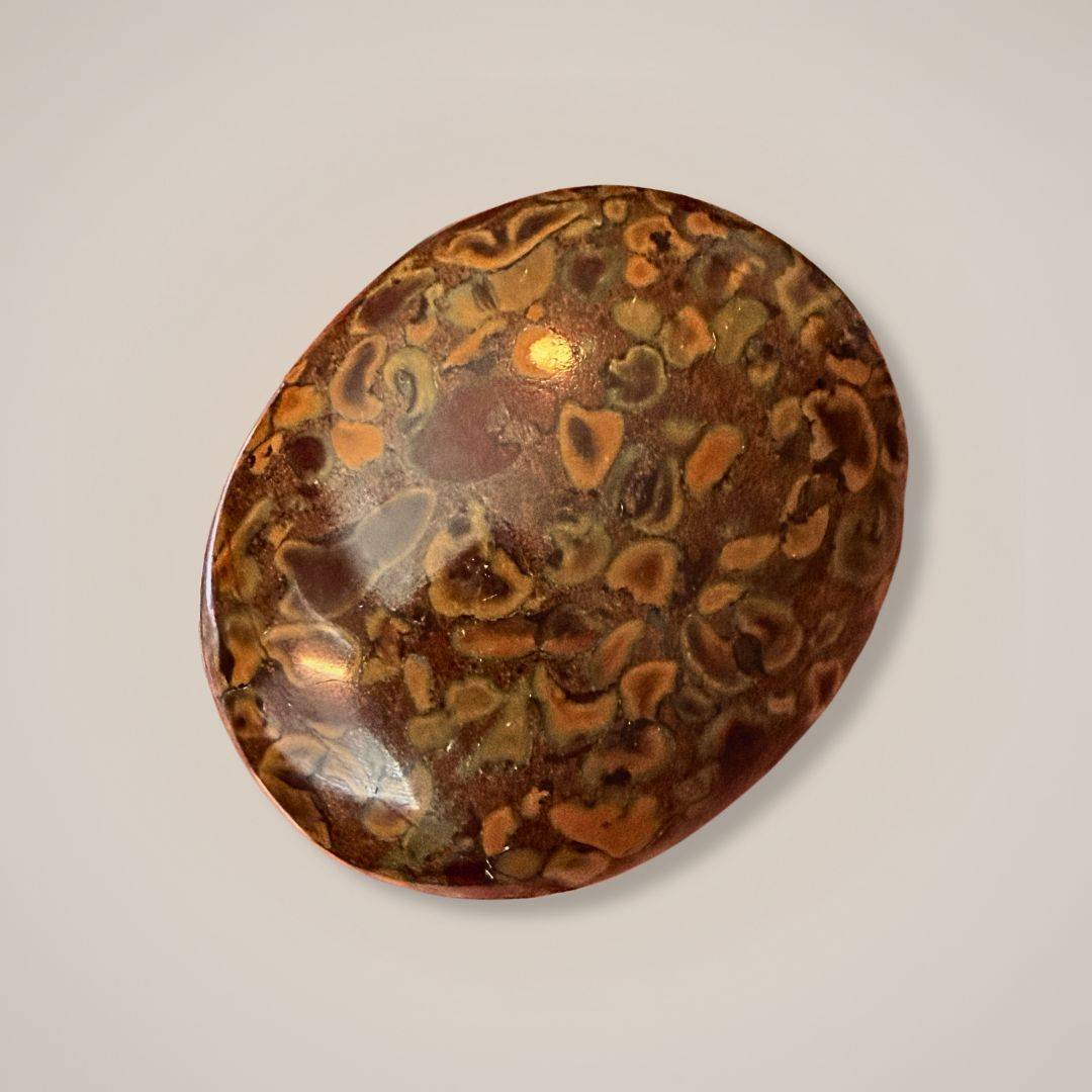 Close-up of Fruit Ajooba Jasper Palm Stone showing detailed pattern