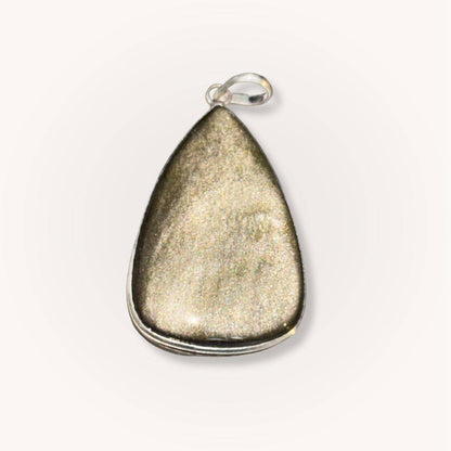 Teardrop-shaped Gold Sheen Obsidian Pendant with radiant golden shimmer. Ideal for shadow work and spiritual empowerment jewelry.