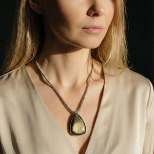 Gold Sheen Obsidian Pendant — Sterling Silver Bezel, Mexico