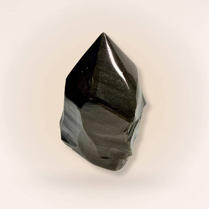 Gold Sheen Obsidian Generator — Natural Sided Top Polish tower with reflective golden shimmer and raw textured base, ideal for gemstone collectors.