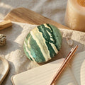 Green Zebra Jasper palm stone for meditation and grounding