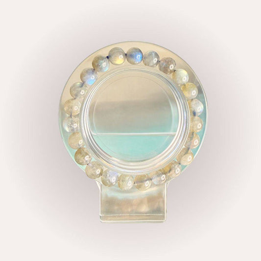 Labradorite bead bracelet from the Circle of Safekeeping Aligned Pairing, designed for energetic boundaries and spiritual protection.