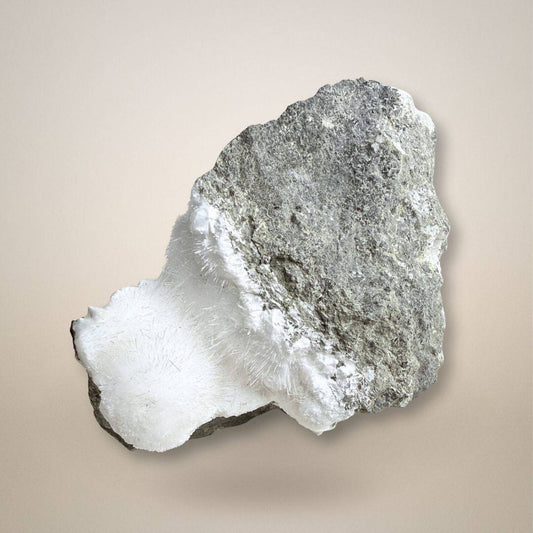 Natrolite micro-needles specimen from Teichelberg, Germany featuring white acicular crystals on basalt matrix, ideal for mineral collectors.