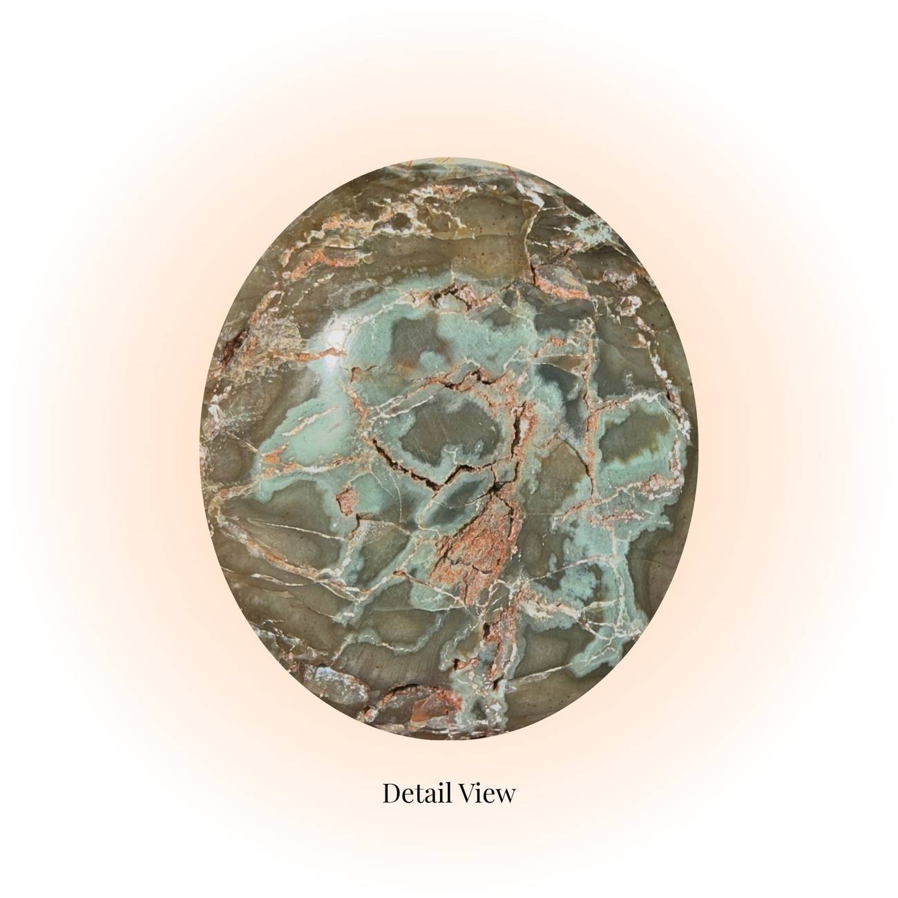 Polished Petrified Wood Slice - Ancient Wisdom | 98g-105g fossil with oceanic blue-green hues and intricate red-brown veining from Madagascar. Detail view of Slice A