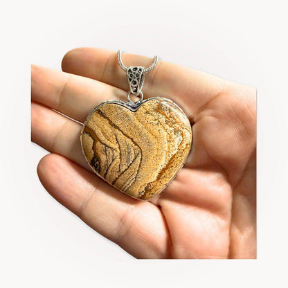 Picture Jasper Heart Pendant | Grounding and Inner Stability